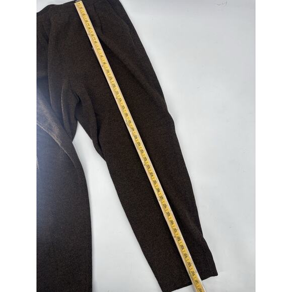 Helen HSU Vintage Pants Womens Large Brown Knit Pleated Pockets 80s 90s Straight - Picture 12 of 14